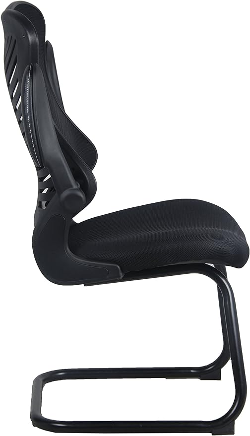 OFFICE FACTOR Executive Ergonomic Office Chair Back Mesh Bonded Leather Seat Flip up Armrest Molded Seat with a 55kg Foam Density Double Handle Mechanism