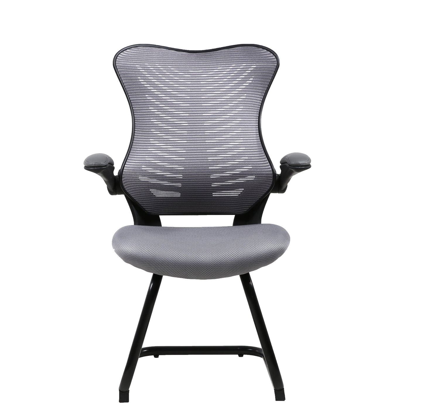 OFFICE FACTOR Executive Ergonomic Office Chair Back Mesh Bonded Leather Seat Flip up Armrest Molded Seat with a 55kg Foam Density Double Handle Mechanism