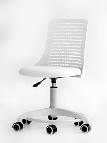 OFFICE FACTOR White Children's Chair, Swivel, Adjustable Height, Polyurethane Casters for Hard Floor and Carpet