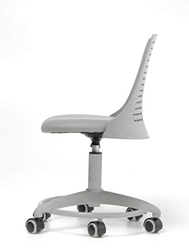 OFFICE FACTOR White Children's Chair, Swivel, Adjustable Height, Polyurethane Casters for Hard Floor and Carpet