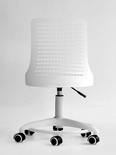 OFFICE FACTOR White Children's Chair, Swivel, Adjustable Height, Polyurethane Casters for Hard Floor and Carpet
