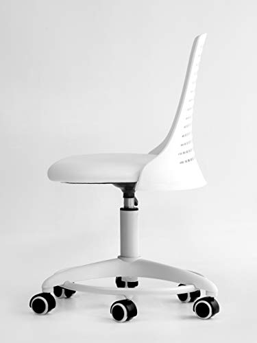 OFFICE FACTOR White Children's Chair, Swivel, Adjustable Height, Polyurethane Casters for Hard Floor and Carpet