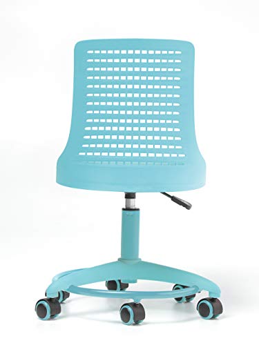 OFFICE FACTOR White Children's Chair, Swivel, Adjustable Height, Polyurethane Casters for Hard Floor and Carpet