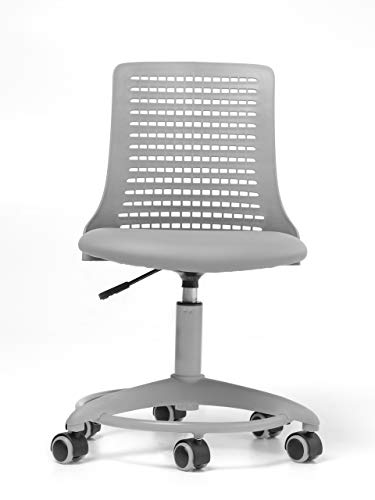 OFFICE FACTOR White Children's Chair, Swivel, Adjustable Height, Polyurethane Casters for Hard Floor and Carpet