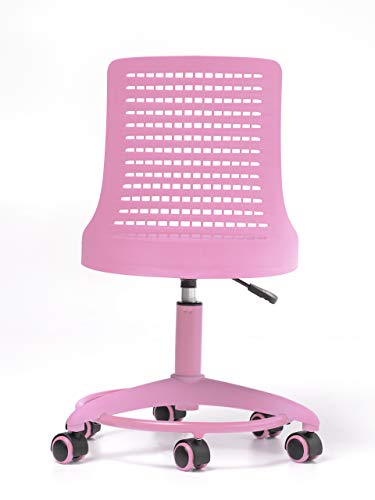 OFFICE FACTOR White Children's Chair, Swivel, Adjustable Height, Polyurethane Casters for Hard Floor and Carpet
