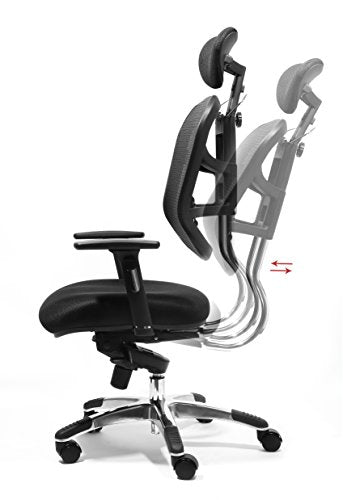 Office Factor Ergonomic Chair, Managers High Back Mesh Chair, Adjustable Height, Headrest, Arms, Seat Slider, Smooth Rolling Casters for Office Floor or Carpet
