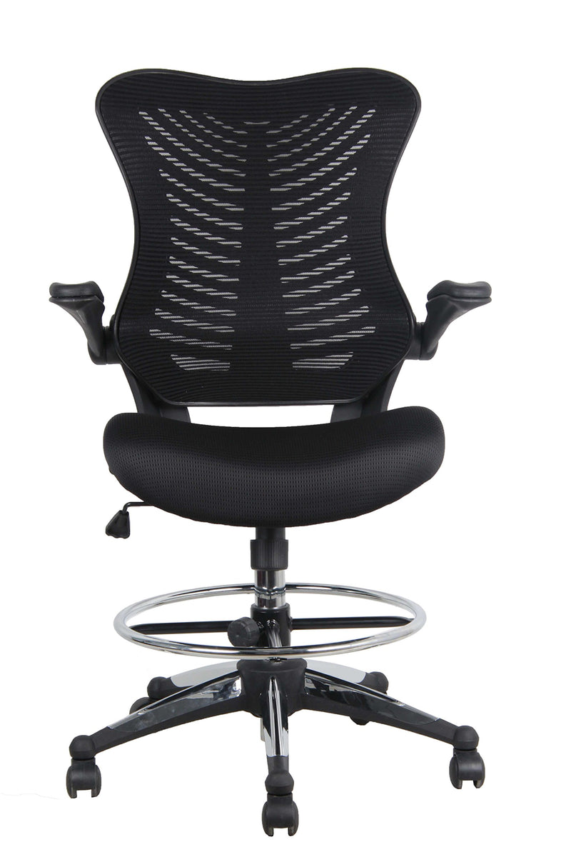 OFFICE FACTOR Stool Clerk Teller Drafting Chair Reception Black Mesh F