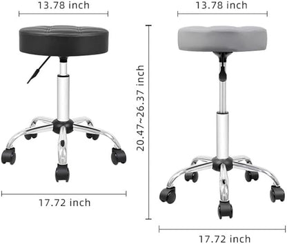 OFFICE FACTOR Rolling Stool Swivel Chair Pu Leather Height Adjustable Shop Stool Salon Spa Stools Non Scratch Wheels
