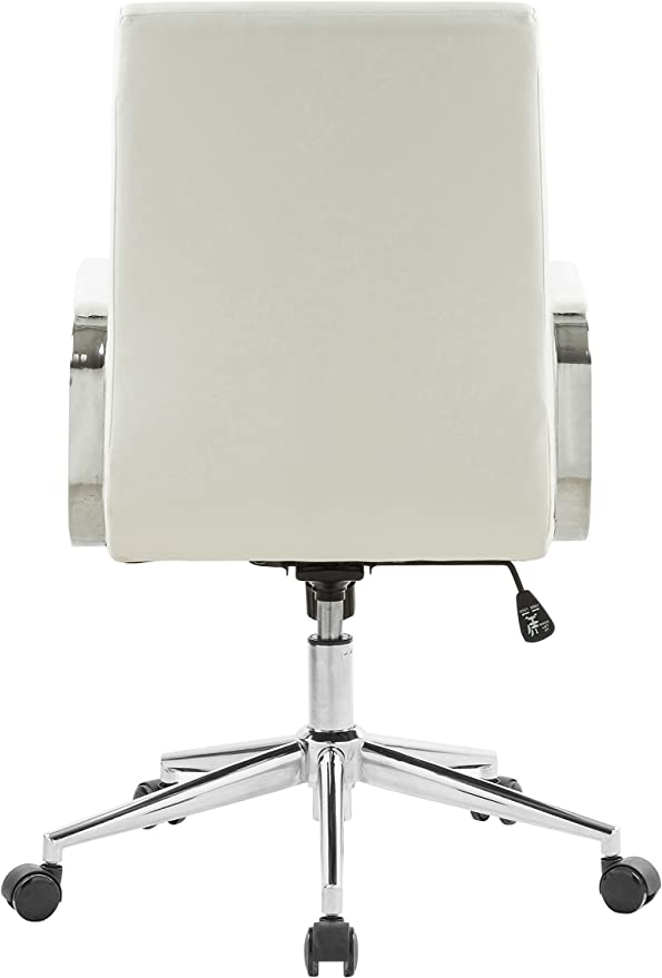 OFFICE FACTOR Brown Leatherette Ribbed Office Chair, Swivel- Adjustable Height Executive Modern Conference Computer Desk Chair Chromed Arms and Base (Brown)