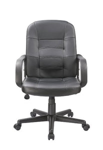 Office Factor Bonded Leather Black Office Chair, Desk Chair, Ergonomic Office Chair, Swivel Office Chair with Caster Wheels