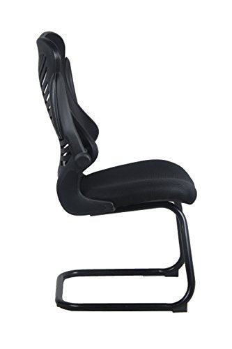 OFFICE FACTOR Reception Guest Chairs with Flip Up Arms – Comfortable Mesh, Ergonomic Contour, Modern Convertible Furniture for Visitors, Meeting Groups 300 Lbs. Rated (Black)…
