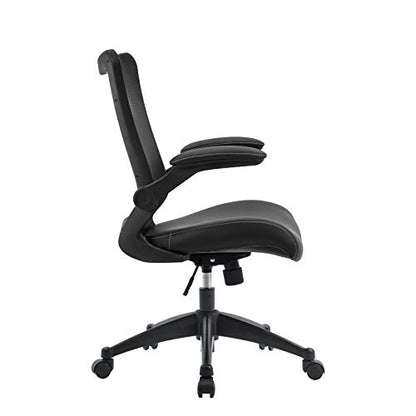 OFFICE FACTOR Office Chair 300Lbs Weight Capacity Flip-up arms Anti-Scratch Wheels Mesh Back and Faux Leather Seat Lumbar Support Computer Ergonomic Task Desk Chair