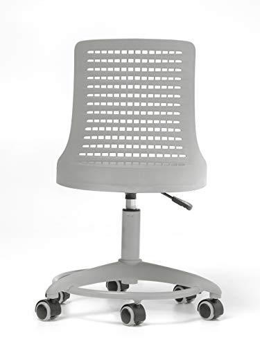 OFFICE FACTOR White Children's Chair, Swivel, Adjustable Height, Polyurethane Casters for Hard Floor and Carpet