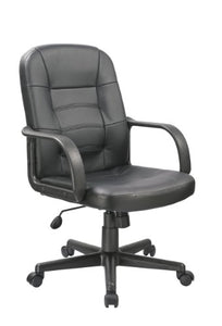 Office Factor Bonded Leather Black Office Chair, Desk Chair, Ergonomic Office Chair, Swivel Office Chair with Caster Wheels