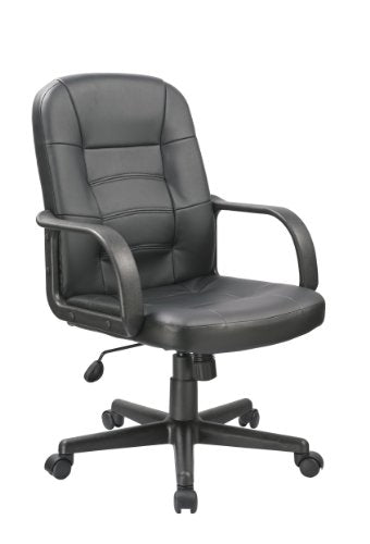 Office Factor Bonded Leather Black Office Chair, Desk Chair, Ergonomic Office Chair, Swivel Office Chair with Caster Wheels