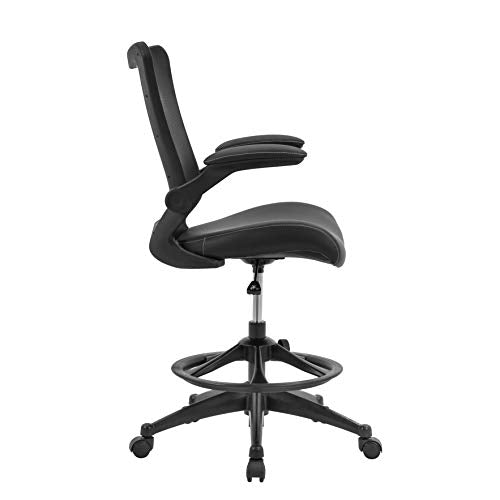 OFFICE FACTOR Office Chair 300Lbs Weight Capacity Flip-up arms Anti-Scratch Wheels Mesh Back and Faux Leather Seat Lumbar Support Computer Ergonomic Task Desk Chair