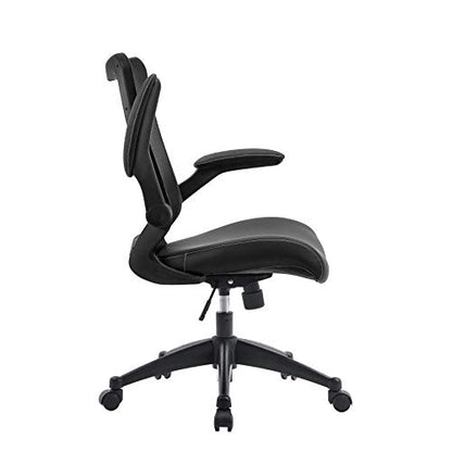 OFFICE FACTOR Office Chair 300Lbs Weight Capacity Flip-up arms Anti-Scratch Wheels Mesh Back and Faux Leather Seat Lumbar Support Computer Ergonomic Task Desk Chair