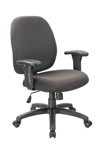Office Factor, Black Task Office Chair, Swivel Adjustable Arms Rest, Lumbar Support, Durable, Commercial Grade Fabric, 250 LBS Weight Capacity