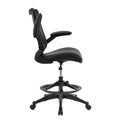 OFFICE FACTOR Office Chair 300Lbs Weight Capacity Flip-up arms Anti-Scratch Wheels Mesh Back and Faux Leather Seat Lumbar Support Computer Ergonomic Task Desk Chair