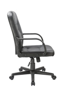 Office Factor Bonded Leather Black Office Chair, Desk Chair, Ergonomic Office Chair, Swivel Office Chair with Caster Wheels