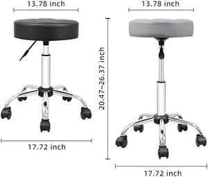 Rolling Stool Swivel Chair Pu Leather Height Adjustable Shop Stool Salon Spa Stools Non Scratch Wheels