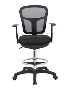 Office Factor Drafting Chair with Foot Ring, Mesh Back Drafting Clerk Stool, Adjustable Height, Removable Arms Swivel Chair for Office and Home