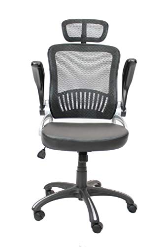 Office Factor Ergonomic Mesh Office Chair, High Back Desk Chair, Adjustable Head Rest with Flip-Up Arms, Tilt Function, Lumbar Support, Swivel Computer Task Chair