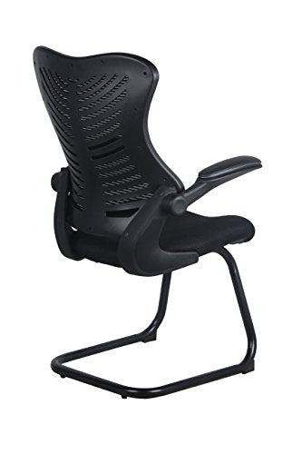 OFFICE FACTOR Reception Guest Chairs with Flip Up Arms – Comfortable Mesh, Ergonomic Contour, Modern Convertible Furniture for Visitors, Meeting Groups 300 Lbs. Rated (Black)…