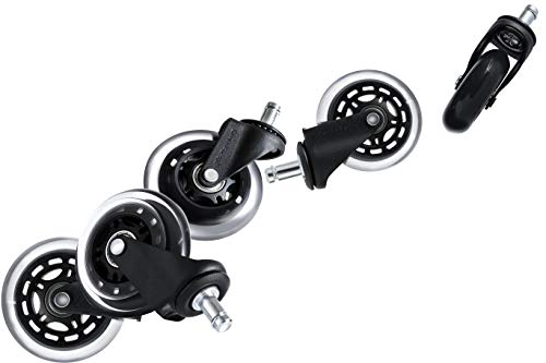 Office Factor Office Chair Wheels, Set of 5 Heavy Duty Chair Wheels, Hardwood Floor Safe, Replacement Wheels for Office Chair, Modern Style, Universal Fit, Suitable for All Flooring and Carpet