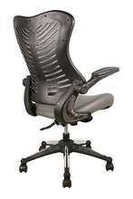 Load image into Gallery viewer, Office Factor Executive Ergonomic Office Chair Back Mesh Bonded Leather Seat Flip up Armrest Molded Seat with a 55kg Foam Density Double Handle Mechanism
