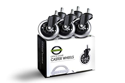 Office Factor Office Chair Wheels, Set of 5 Heavy Duty Chair Wheels, Hardwood Floor Safe, Replacement Wheels for Office Chair, Modern Style, Universal Fit, Suitable for All Flooring and Carpet