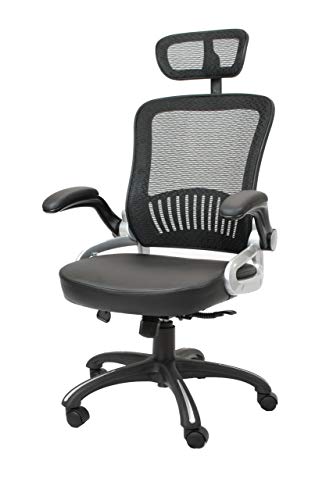Office Factor Ergonomic Mesh Office Chair, High Back Desk Chair, Adjustable Head Rest with Flip-Up Arms, Tilt Function, Lumbar Support, Swivel Computer Task Chair