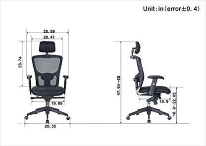 Ergonomic Office Chair Mesh - Seat Depth Adjustable Home Office