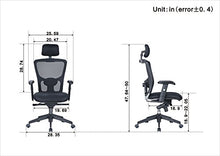 Load image into Gallery viewer, Office Factor Black Mesh High Back Executive Office Chair, Adjustable Arms, Head Rest, Seat Depth, Lumbar Support, Height, PU Casters, Ergonomic Design, Adjust and Lock in 4 Different Positions
