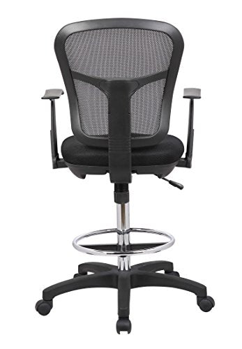 Office Factor Drafting Chair with Foot Ring, Mesh Back Drafting Clerk Stool, Adjustable Height, Removable Arms Swivel Chair for Office and Home