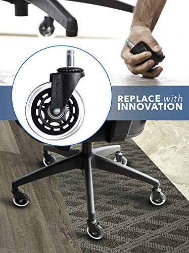 Office Factor Office Chair Wheels, Set of 5 Heavy Duty Chair Wheels, Hardwood Floor Safe, Replacement Wheels for Office Chair, Modern Style, Universal Fit, Suitable for All Flooring and Carpet