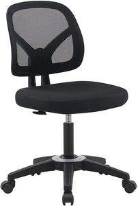 OFFICE FACTOR Mid Back Task Armless Office Chair, Computer Mesh Chair 360 Swivel Revolving Task Chair Without Arms, Black Mesh Back Desk Chair with Wheels for Office, Home Office or Students.
