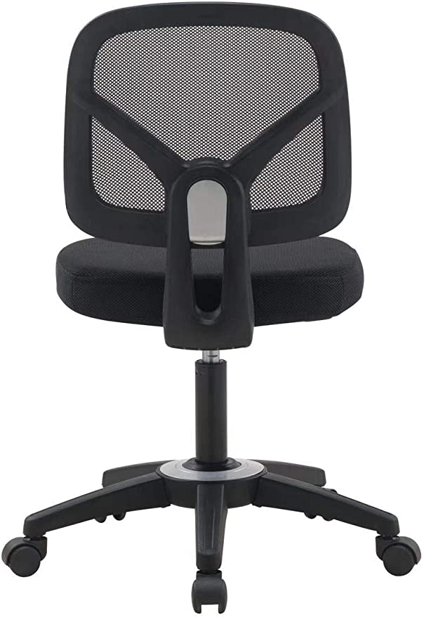 OFFICE FACTOR Mid Back Task Armless Office Chair, Computer Mesh Chair 360 Swivel Revolving Task Chair Without Arms, Black Mesh Back Desk Chair with Wheels for Office, Home Office or Students.