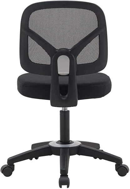 OFFICE FACTOR Mid Back Task Armless Office Chair, Computer Mesh Chair 360 Swivel Revolving Task Chair Without Arms, Black Mesh Back Desk Chair with Wheels for Office, Home Office or Students.